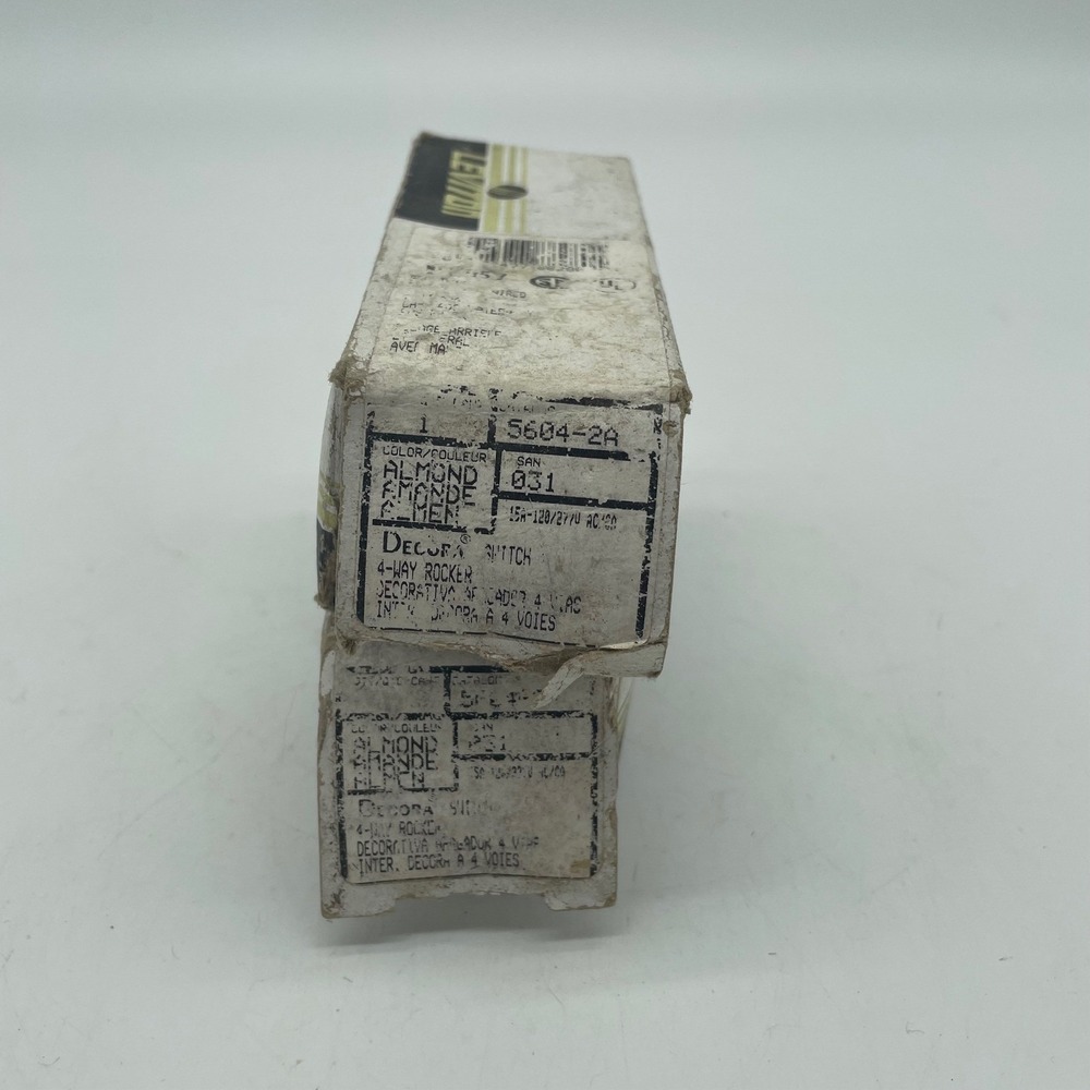 Lot of 2 Leviton Decora 5604-2A 4-Way Rocker Switch Almond 15A 120/277V AC